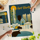 1000 PIECE PUZZLE Fort Worth, Texas, Retro Skyline Series