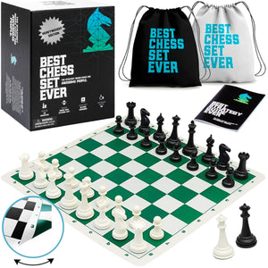 Best Chess Set Ever, 3x Tournament Set, Double-Sided Board