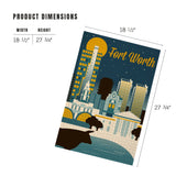 1000 PIECE PUZZLE Fort Worth, Texas, Retro Skyline Series