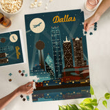 1000 PIECE PUZZLE Dallas, Texas, Retro Skyline