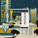 1000 PIECE PUZZLE Fort Worth, Texas, Retro Skyline Series