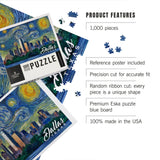 1000 PIECE PUZZLE Dallas, Texas, Starry Night City Series