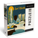 1000 PIECE PUZZLE Fort Worth, Texas, Retro Skyline Series