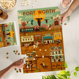 1000 PIECE PUZZLE Fort Worth, Texas, Geometric, Western Town