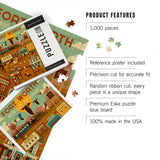 1000 PIECE PUZZLE Fort Worth, Texas, Geometric, Western Town